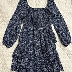 Floral tiered long sleeve dress